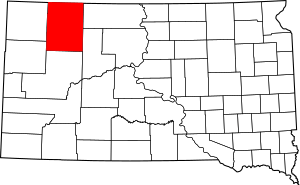 Map of South Dakota highlighting Perkins County