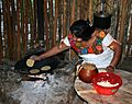 Mexican woman maize tortillas