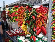 Ristras&garlic at market