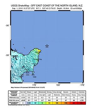 2016 Te Araroa Earthquake ShakeMap