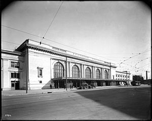 Exterior view of the Southern Pacific Depot, ca.1918 (CHS-5724)