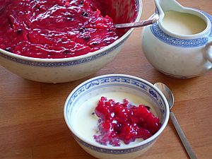 Rote Grütze mit Vanillesoße