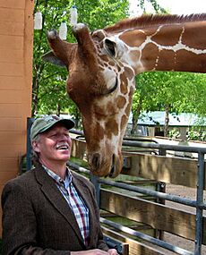 Vic Snyder with giraffe