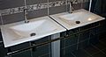 White glass basins