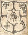 Coat of arms of Aleksandras Jogailaitis from the speech of Erasmus Vitellius in Rome, 1501 (cropped)