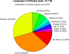 Languages of Ethiopia piechart