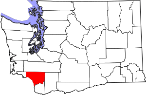 Map of Washington highlighting Cowlitz County