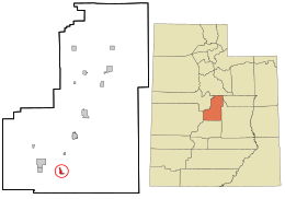 Location in Sanpete County and the state of Utah.