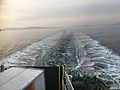 Wake behind a ferry