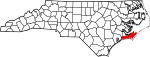 State map highlighting Carteret County