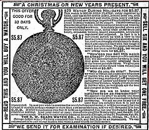 RW Sears Watch Advertisement 1888