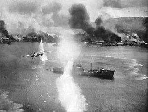 Airraid at Rabaul Harbor