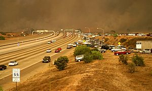 Cedar Fire crosses Interstate 15