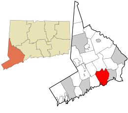 Location in Fairfield County and the state of Connecticut