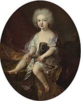 François de Troy - Portrait d'un jeune garçon avec un chien