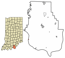 Location of New Amsterdam in Harrison County, Indiana.