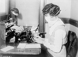 Influenza Pandemic Masked Typist