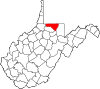 State map highlighting Monongalia County