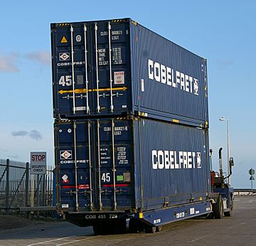 Moving Cobelfret Containers at Humber Sea Terminal