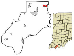 Location of St. Meinrad in Spencer County, Indiana.