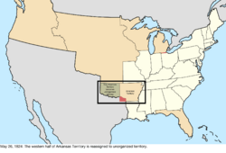 Map of the change to the United States in central North America on May 26, 1824