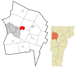 Location in Chittenden County and the state of Vermont.