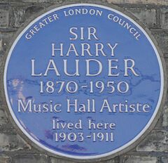 Harry Lauder 46 Longley Road blue plaque