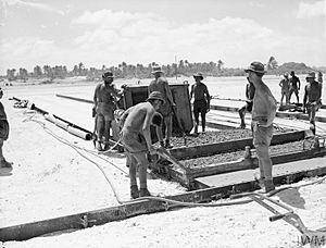 Royal Engineers construct the airfield runway on Christmas Island