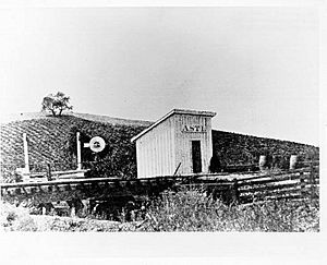 Shelter at Asti station, 1883