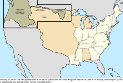 Map of the change to the United States in central North America on January 30, 1819