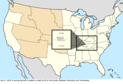 Map of the change to the United States in central North America on July 6, 1859