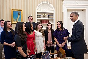 Barack Obama with members of the 2012 U.S. Olympic gymnastics teams