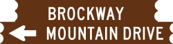 A graphic representation of the brown wooden sign for Brockway Mountain Drive