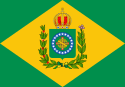 The Imperial flag consisting of a green field in the center of which is a golden lozenge containing the Imperial coat of arms