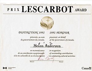 Helen Andersen's Lescarbot Award (1992)