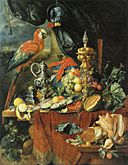 Jan Davidsz de Heem - A Richly Laid Table with Parrots - c. 1655.jpg