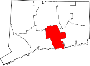 Map of Connecticut highlighting Middlesex County