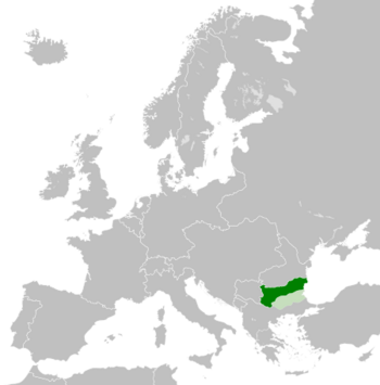 Principality of Bulgaria (dark green) and Eastern Rumelia (light green), united in 1885, formally as a personal union.  *      Principality of Bulgaria *      Eastern Rumelia  