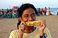 Eating a 'bhutta'