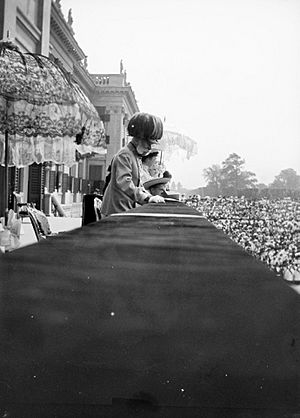 Emperor Franz Joseph on the balcony of Schönbrunn Palace on the occasion of his 60th Jubilee