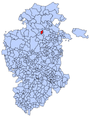 Municipal location of Aguas Cándidas in Burgos province