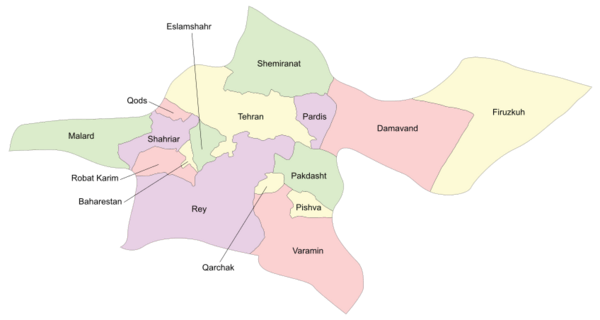 Counties of Tehran Province