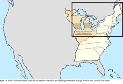 Map of the change to the United States in central North America on April 19, 1785