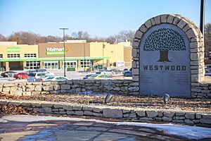 Welcome sign, Westwood, Kansas