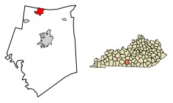 Location of Cave City in Barren County, Kentucky.