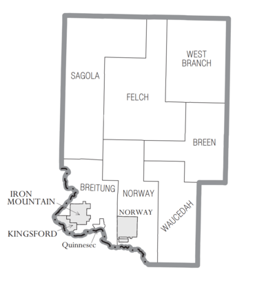 Dickinson County, MI census map