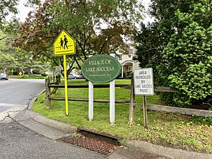 A welcome sign to Lake Success on Westminster Road on June 4, 2021.