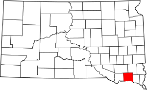 Map of South Dakota highlighting Yankton County