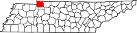 Map of Tennessee highlighting Stewart County