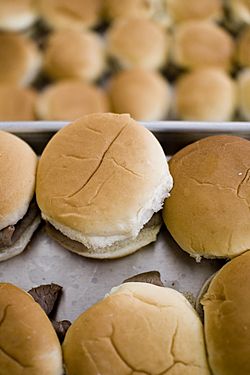 Mass-produced hamburgers